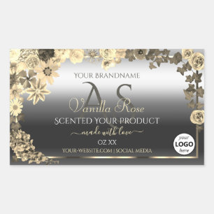 Floral Cream Silver Product Labels Monogram Logo