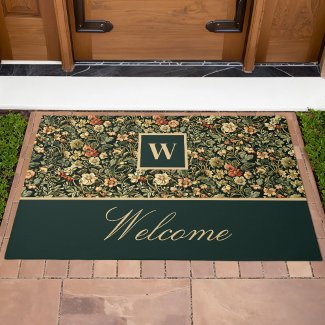 Floral Cream William Morris Inspired Retro Monogra