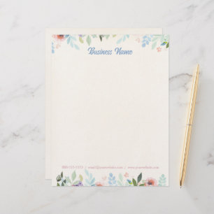 Floral Cream Yellow Letterhead