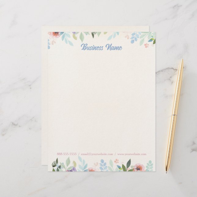 Floral Cream Yellow Letterhead (Front/Back In Situ)
