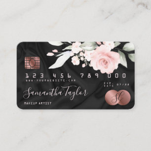 floral credit card rose gold