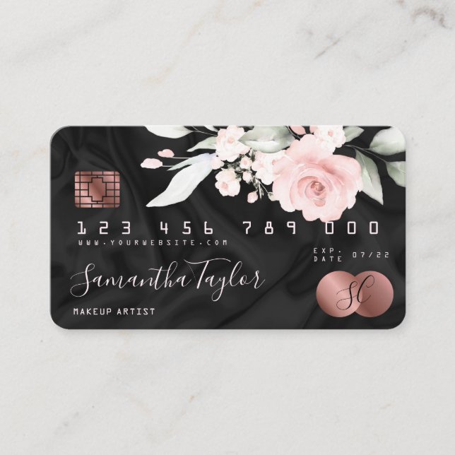 floral credit card rose gold (Front)