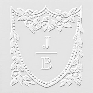 Floral Crest 2 Initial Wedding Monogram #2CA-ND Embosser