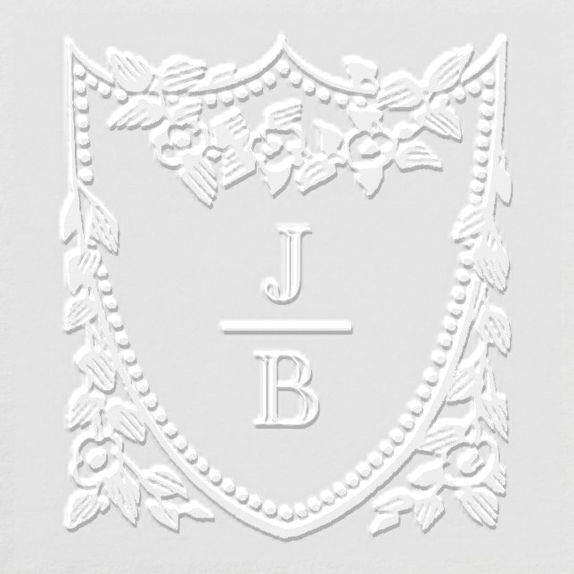 Floral Crest 2 Initial Wedding Monogram #2CA-ND Embosser (Design)
