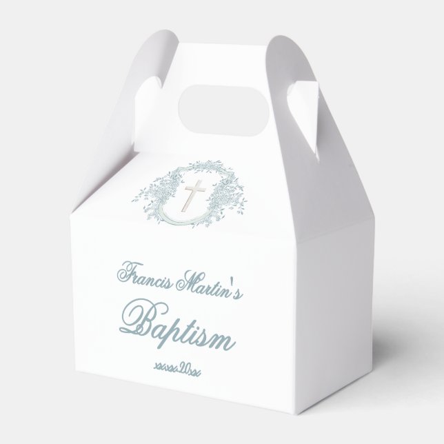 floral crest | Baptism Favor Boxes (Front Side)