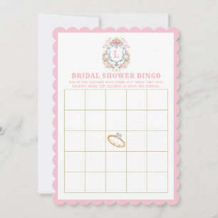 Floral Crest Bridal Shower Bingo Game Invitation