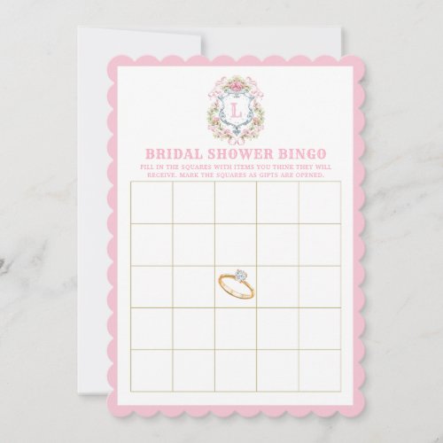 Floral Crest  Bridal Shower Bingo Game Invitation