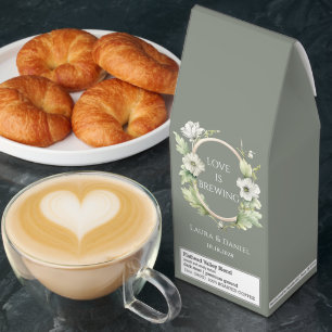 Floral Crest Love is Brewing Couple's Names Roasted Coffee