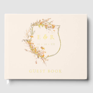 Floral Crest Monogram Fall Wedding Foil Guest Book