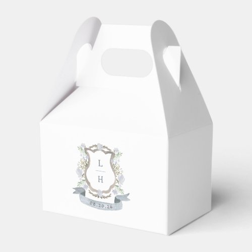 Floral Crest Watercolor Monogram Wedding Favor Boxes