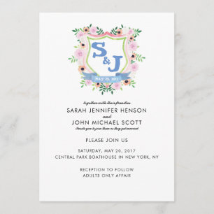 Floral Crest Wedding Invitation