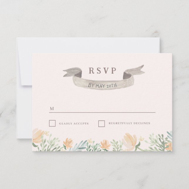 Floral Crest Wedding RSVP Card (Front)
