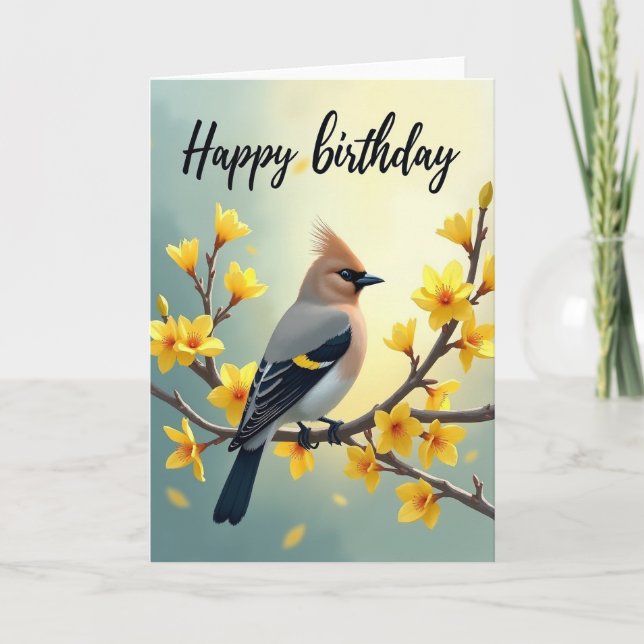 Floral Crested Bird Card (Front)