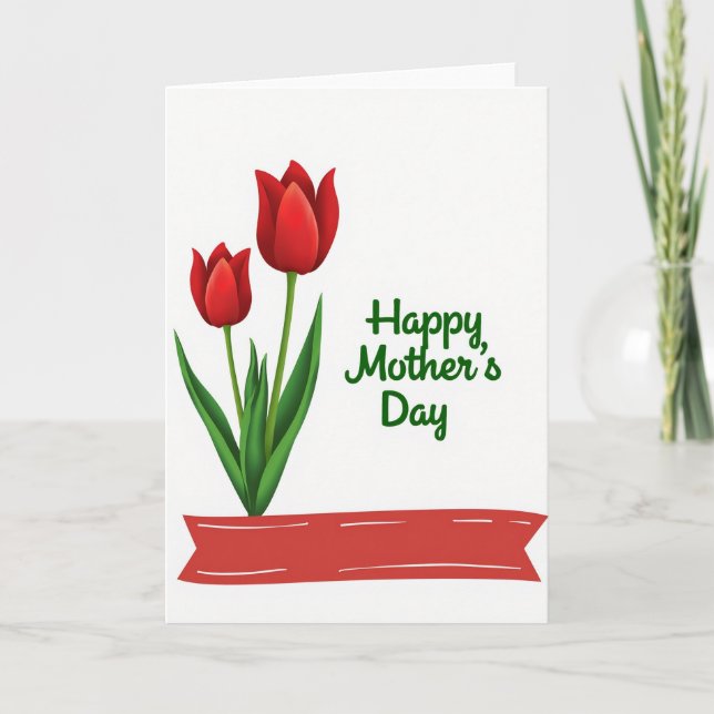 Floral Crimson Greeting Card (Front)
