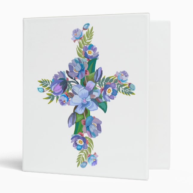 Floral Cross 3 Ring Binder (Front/Inside)