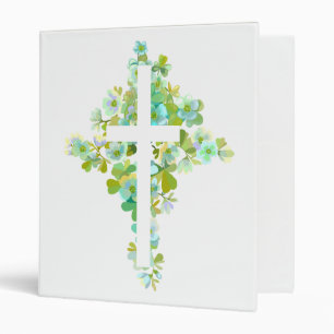 Floral Cross 3 Ring Binder