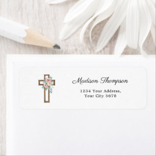 Floral Cross Address Label