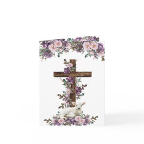 Floral Cross and Lamb Easter Card