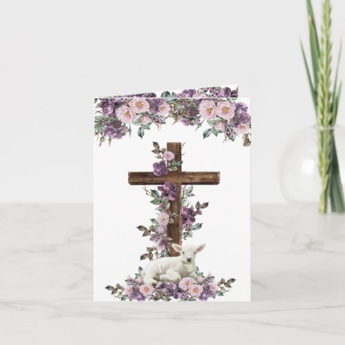 Floral Cross and Lamb Easter Card