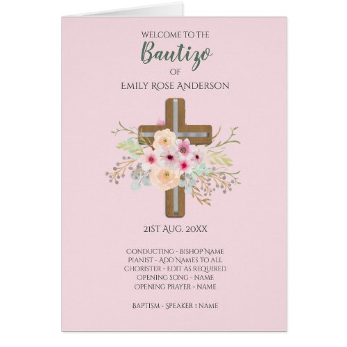 Floral Cross BAUTIZO Bautismo Baptism Program