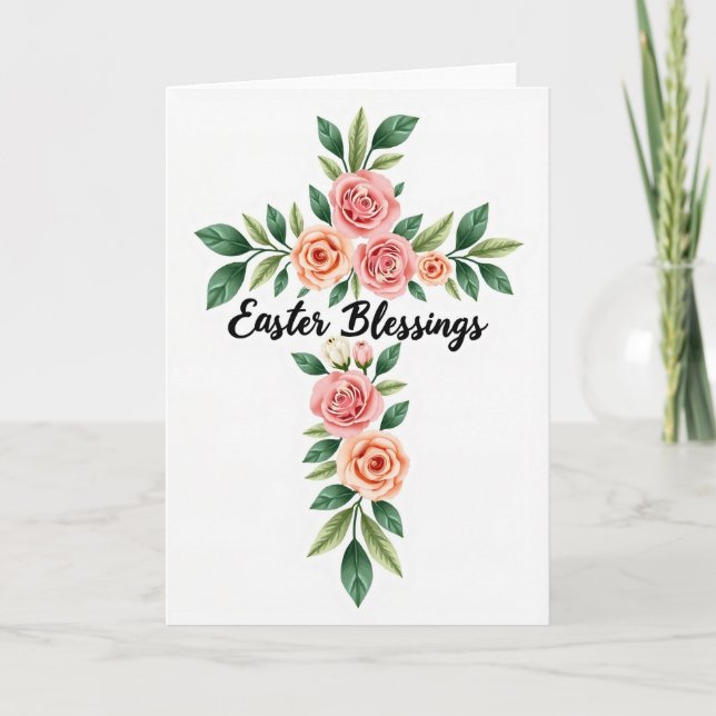 Floral Cross Blessing Card (Front)