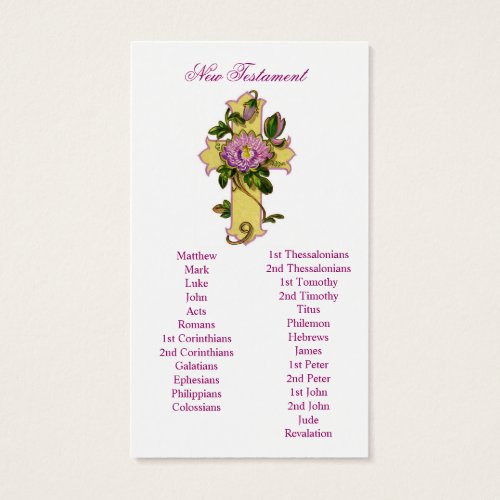 Floral Cross Books of the Bible Cards Business Card Template