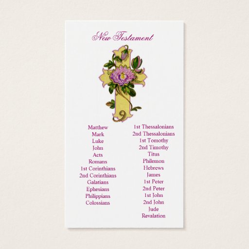 Customizable Floral Cross Books of the Bible Cards Business Card Template