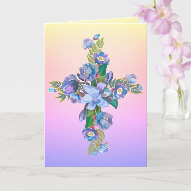 Floral Cross Card (Orchid)