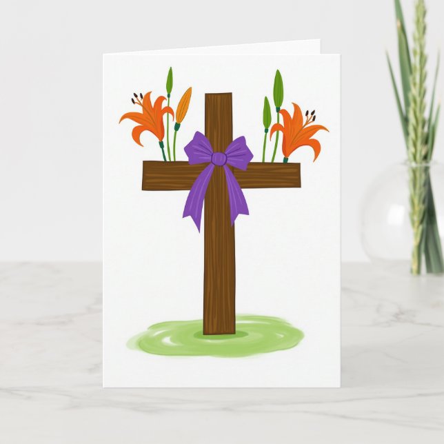 Floral Cross Celebration Card (Front)
