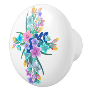 Floral Cross Ceramic Knob