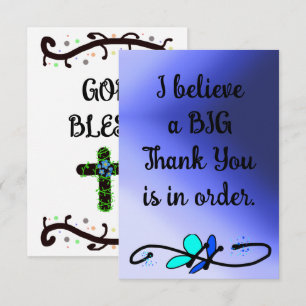 Floral Cross Christian Thank You Card