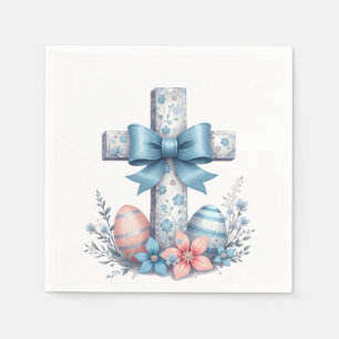 Floral Cross Coquette Jesus Bow Christian Religion Napkins