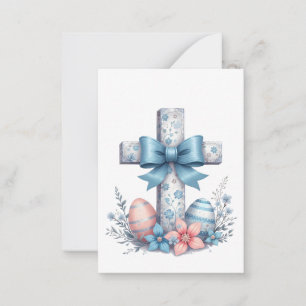 Floral Cross Coquette Jesus Bow Christian Religion Note Card