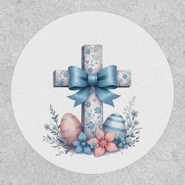 Floral Cross Coquette Jesus Bow Christian Religion Patch (Front)