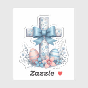 Floral Cross Coquette Jesus Bow Christian Religion Sticker