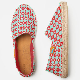 Floral Cross Diamond Pattern Espadrilles
