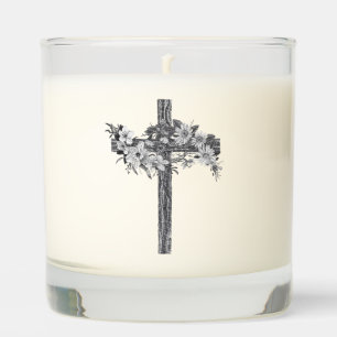 Floral Cross Drawing Candle