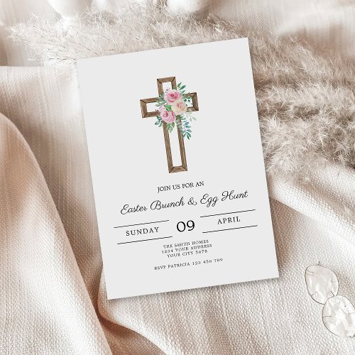 Floral Cross Easter Brunch Invitation