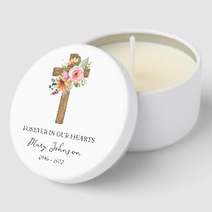 Floral Cross Funeral Mini Candle Favors