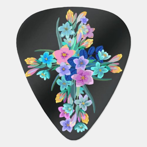 Floral Cross Guitar Pick