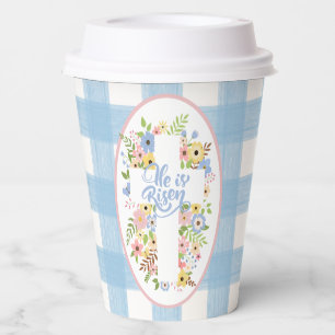 Floral Cross He is Risen Easter  Paper Cups
