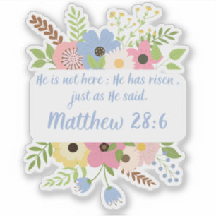 Floral Cross He is Risen Easter Sticker