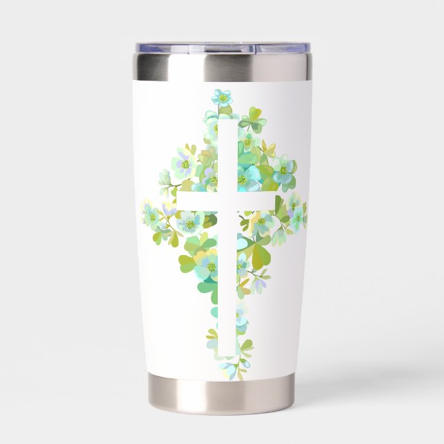 Floral Cross  Insulated Tumbler (Front)