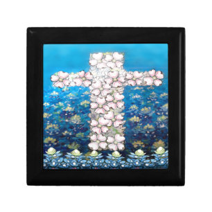 Floral Cross Keepsake Box