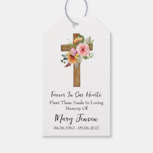 Floral Cross Memorial Funeral Seed Packet  Gift Tags