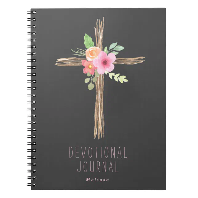 Cross Notebook Floral Cross Personalized Devotional Notebook | Zazzle