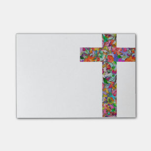 Floral cross post-it notes