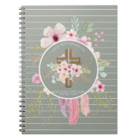 Floral Cross Religious Occasions Girl Personalized Notebook