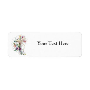 Floral Cross Return Address Labels