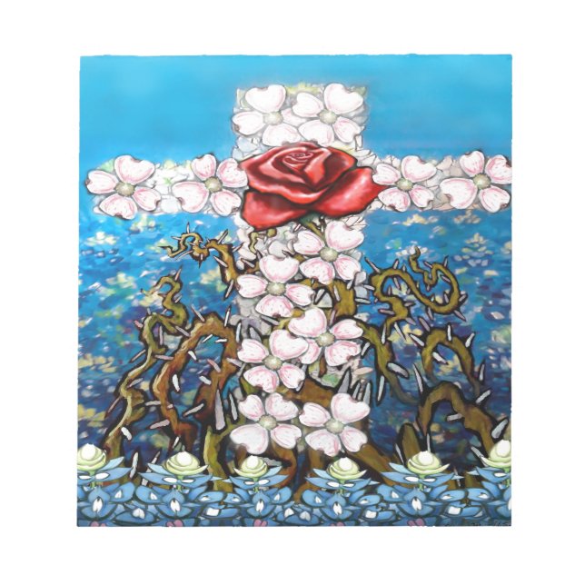 Floral Cross Rose Notepad (Front)